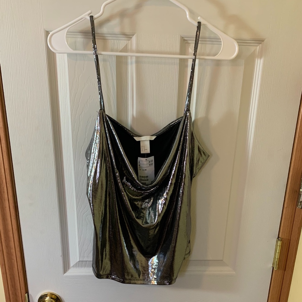 Never worn metallic silver tank